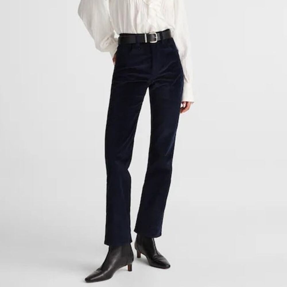 Madewell Longline Straight Leg Pant in Corduroy Classic Navy Size 32 NWT